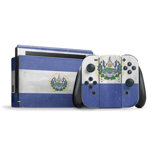 El Salvador Flag Distressed Nintendo Switch Bundle Skin